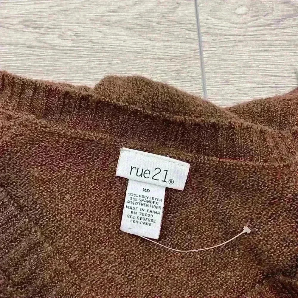 Rue 21 Brown V-Neck Pullover Sweater Size XS - Picture 5 of 7